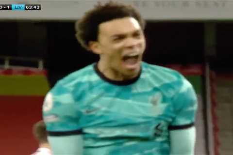 Trent Alexander-Arnold’s incredible celebration after brilliant assist in response to being left..