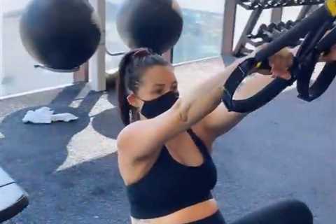 Vanderpump Rules’ pregnant Scheana Shay works out at the gym and shows off her baby bump ‘3 weeks’..
