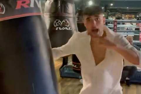 Watch Prince Naseem Hamed’s son Aadam Hamed, 21, copy famous dad by dancing while hitting punching..