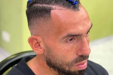 Carlos Tevez shows off daring new haircut with blue braided mohawk in dramatic new look from old..