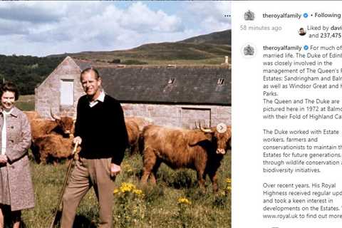 Queen marks Prince Philip’s environmental work with sweet snap of couple with Highland Cattle at..