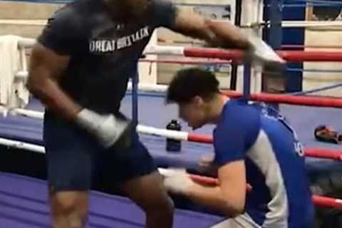 Watch Anthony Joshua train at boyhood Finchley Boxing Club ahead of heavyweight clash with Tyson..