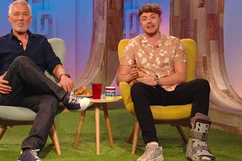 Roman Kemp forced to wear a moon boot as nasty football injury leaves ankle painfully swollen