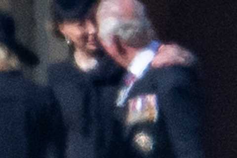 Touching moment Kate Middleton pecks grief-stricken  Prince Charles on the cheek as they leave..