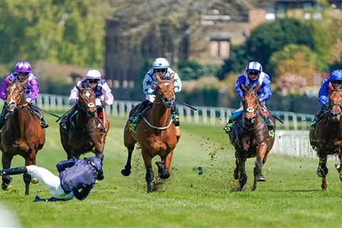 Watch jockey Ryan Moore miraculously avoid stamp on head by inches after terrifying 37mph Sandown..