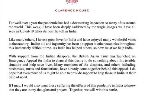 Prince Charles shares poignant message of support to India as country suffers 200,000 deaths amid..