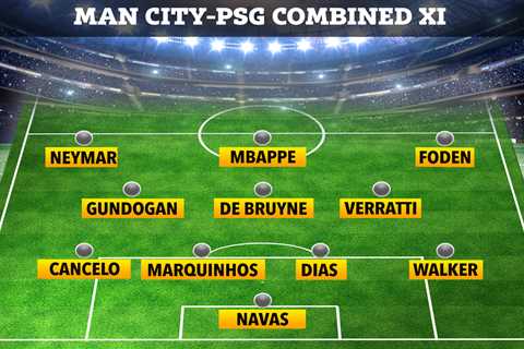 PSG vs Man City’s mouthwatering combined XI includes Neymar, Mbappe, Foden and De Bruyne ahead of..