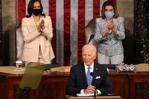 Harris and Pelosi make history standing behind a president during a formal address to Congress.