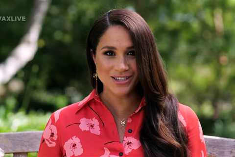Pregnant Meghan Markle shows off baby bump in Vax Live speech in first TV appearance since Oprah..