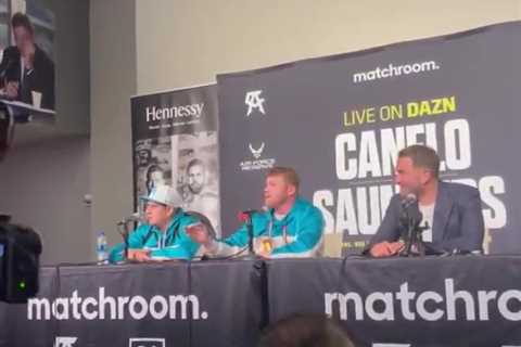 Watch Canelo Alvarez get confronted by Andrade during post-fight press conference as heated X-rated ..