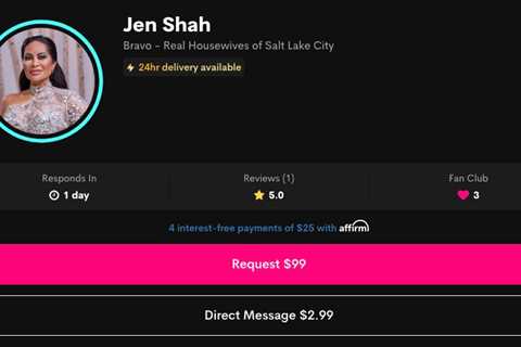 RHOSLC’s Jen Shah is charging fans $99 each for Cameo video messages after her arrest for..