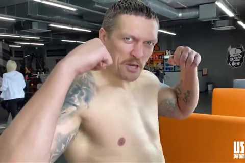 Oleksandr Usyk shows off hulking frame after bulking up to 16st 5lbs to challenge Anthony Joshua..