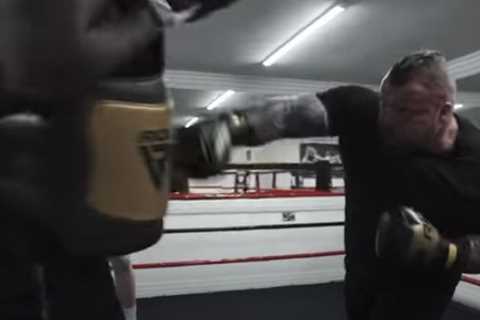 Watch Eddie Hall punch Anthony Joshua protege Lawrence Okolie so hard in boxing training he’s..