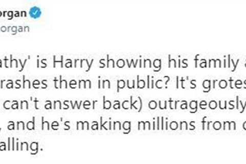 Piers Morgan slams Prince Harry again and says he’s ‘making millions’ by ‘constantly trashing’ the..