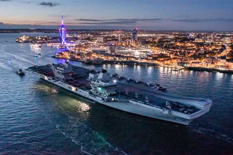 Britain’s £3bn ‘Big Lizzie’ warship sets sail on six-month tour after Queen’s flying visit