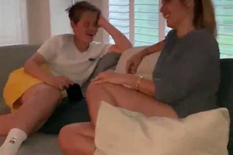 Masked Dancer star Louise Redknapp’s son Beau, 12, open-mouthed in shock in cute moment as she’s..