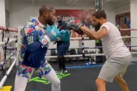 Watch Floyd Mayweather show off frightening speed on pads aged 44 without breaking a sweat ahead of ..