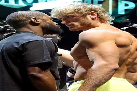 Watch intense face-off as hulking Logan Paul weighs in 34.5 POUNDS heavier than Floyd Mayweather..