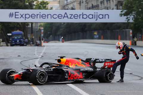 Watch Max Verstappen’s 200mph CRASH four laps from Azerbaijan GP victory in huge boost to Lewis..