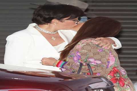 Kris Jenner kisses RHOBH’s Kyle Richards on the lips as the pair embrace after dining together in..