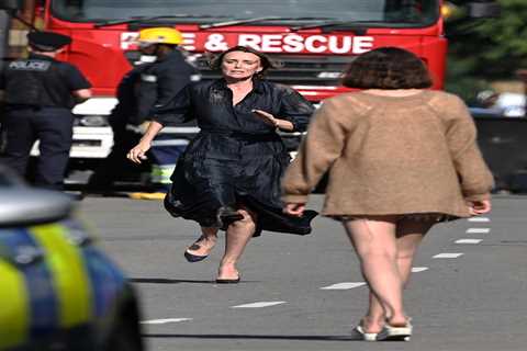 Keeley Hawes covered in blood as she films new drama The Midwich Cuckoos