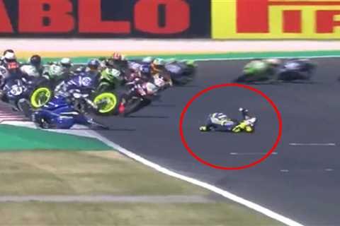 Heartstopping moment superbike rider Kawakami, 20, is hurled from bike but miraculously avoids..