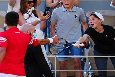 Novak Djokovic hands jubilant kid his racket and claims young fan COACHED him to French Open win