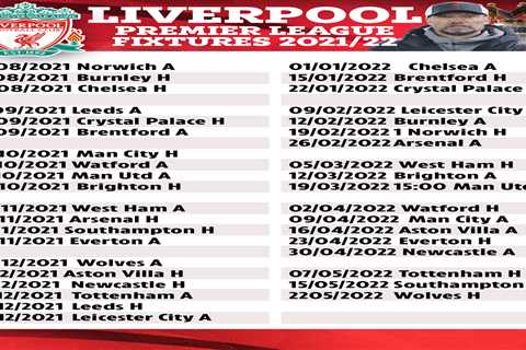 Liverpool Premier League fixtures 2021/22: Reds start season with clash at newly-promoted Norwich..