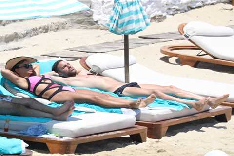 Cesc Fabregas rides jet ski in Mykonos with stunning wife Daniella Semaan as he takes break from..