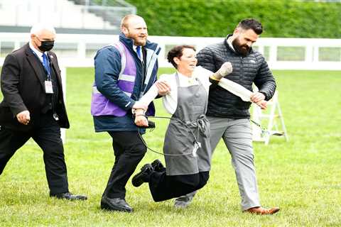 Royal Ascot panic as Extinction Rebellion protestors chain themselves to rail in front of Queen..
