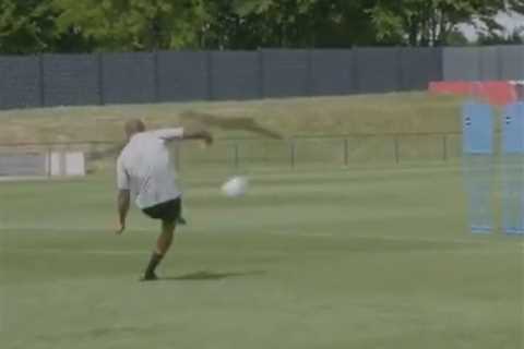 Watch Thierry Henry score stunning free-kick in Belgium training with weaker foot leaving Kevin De..