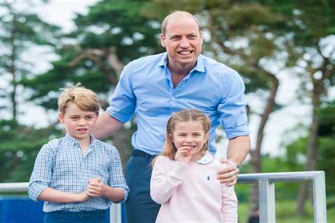 Prince William grins with George and Charlotte on Father’s Day after reports he and Harry are..