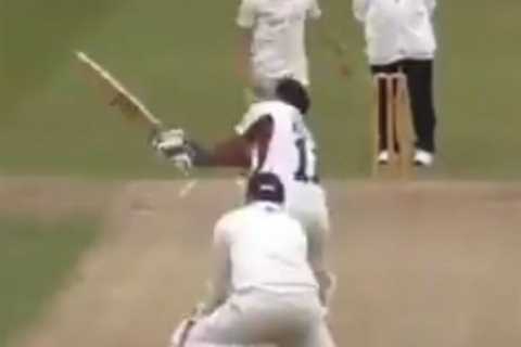 Watch distraught batsman hit huge six which smashes through his OWN car window… leaving rivals in..