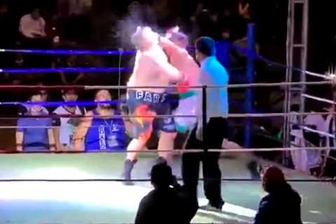 Astonishing moment boxer Pedro Tabares STAMPS on opponent’s face after knocking him down before..