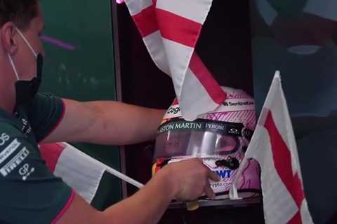 Watch Aston Martin decorate F1 base with England flags as team taunt Sebastian Vettel after win..