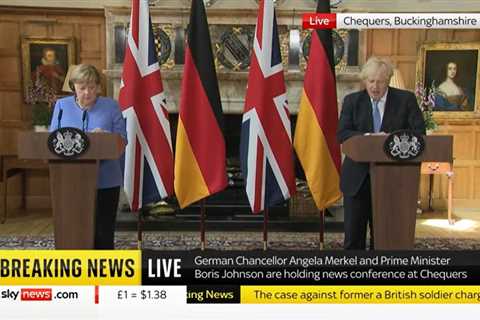 Boris Johnson and Angela Merkel hold press conference before German Chancellor meets Queen
