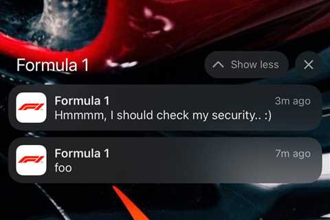 Formula One’s official app hacked with prankster posting cheeky message to users