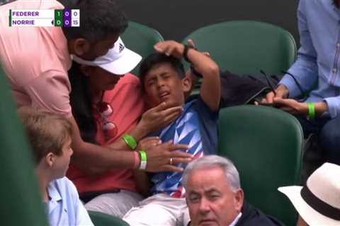 Touching moment Cameron Norrie gives young Wimbledon fan his towel after hitting him in face with..