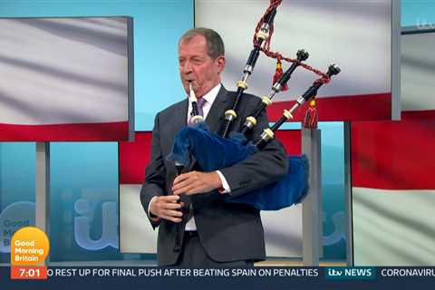 Dr Hilary covers his ears as Alastair Campbell plays bagpipes on GMB – admitting his dad would be..