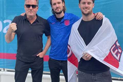 Piers Morgan leads England battle cry as Abbey Clancy and Love Island stars dress up for Denmark..