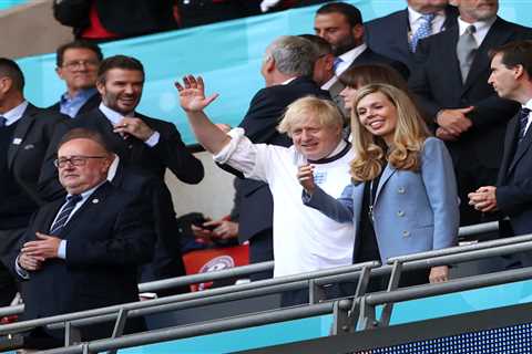 David Beckham and Gazza cheer on England against Denmark at Wembley with Prince William and Boris..