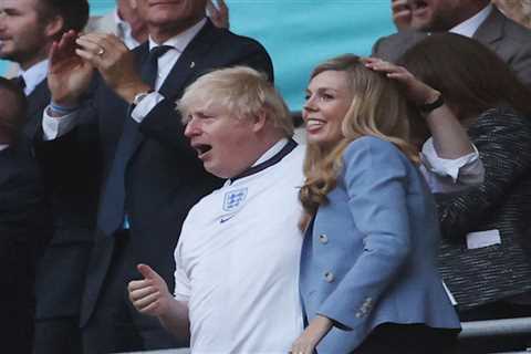 Buzzing Boris Johnson goes wild with Carrie as he celebrates England win with Prince William at..