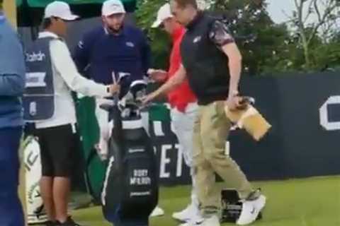Watch bizarre moment brazen fan takes Rory McIlroy’s club in front of ace before Scottish Open..