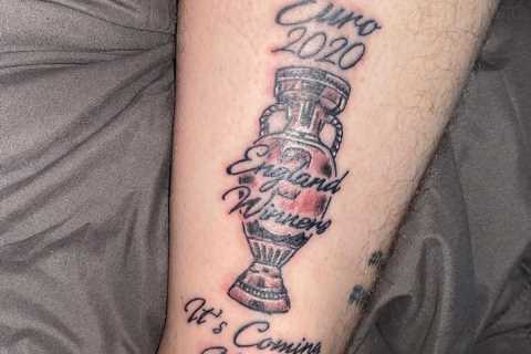 Football-mad dad gets ‘England Euro 2020 winners’ tattooed on his leg BEFORE the final