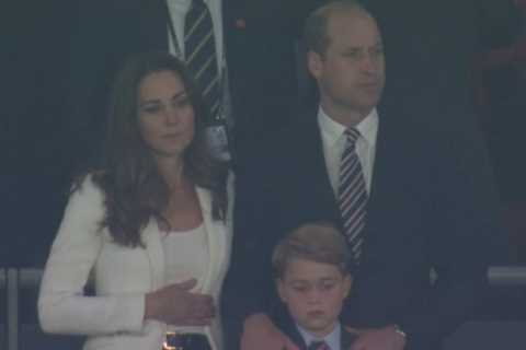 Prince George comforted by dad after cheering with England fans as William declares: ‘you can hold..