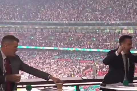 Neville feels Keane’s ‘wrath’ for knocking his coffee over in wild celebrations after England’s..
