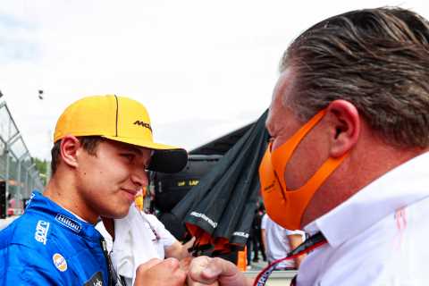Lando Norris being helped over Wembley mugging horror by McLaren boss Zak Brown