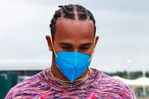 Lewis Hamilton and beloved dog Roscoe arrive at Silverstone for British GP as he looks to get..
