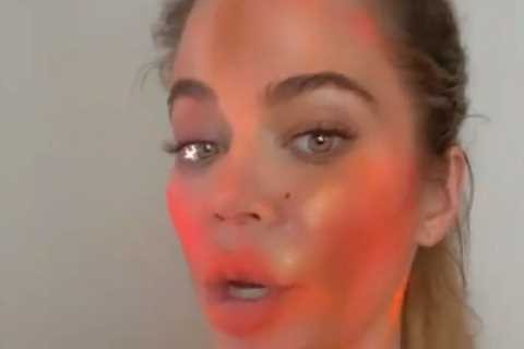 Khloe Kardashian reveals her orange and red face after daughter True and her nieces smeared makeup..