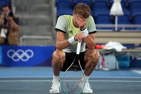 Alex Zverev breaks down in tears and APOLOGISES to Novak Djokovic after ending ‘Golden Slam’ dream..